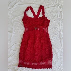 Venus red lace dress